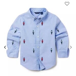 Janie & Jackie Nutcracker Kids Embroidered Button-Up Shirt - Blue